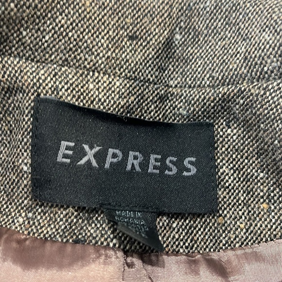 EXPRESS Wool Blend Tweed Blazer Brown-1/2 - Picture 3 of 4